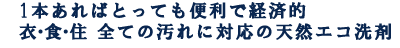 1本あればとっても便利で経済的！衣・食・住 全ての汚れに対応の天然エコ洗剤